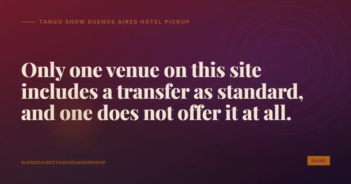 Hotel transfer arriving at a Buenos Aires tango dinner show venue